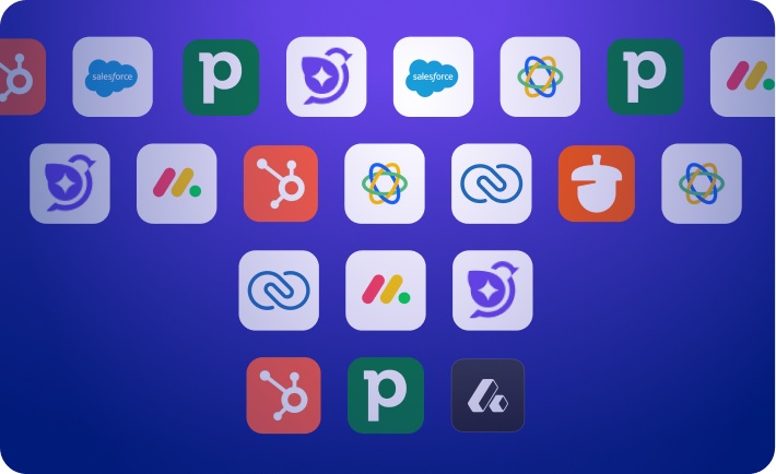 Abstract illustration of multiple CRM and sales tool icons arranged in a grid